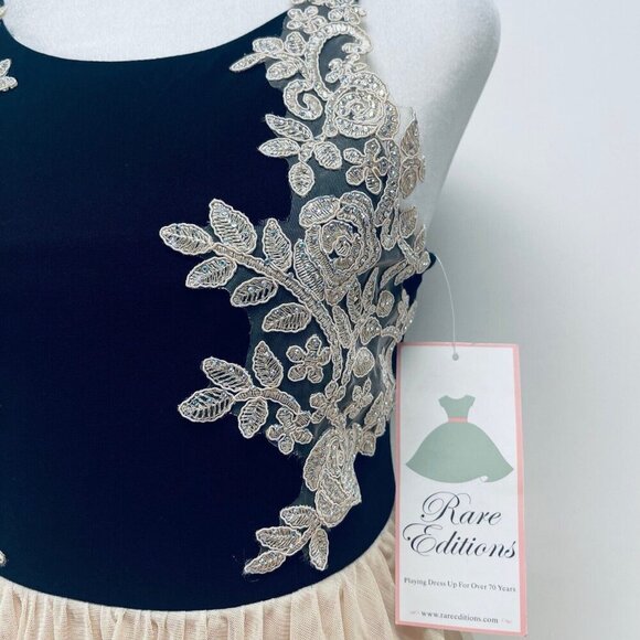 Rare Edition Dress Size 10 Women’s Lace-Trim Halter Sleeveles Beige Black New - Picture 4 of 14